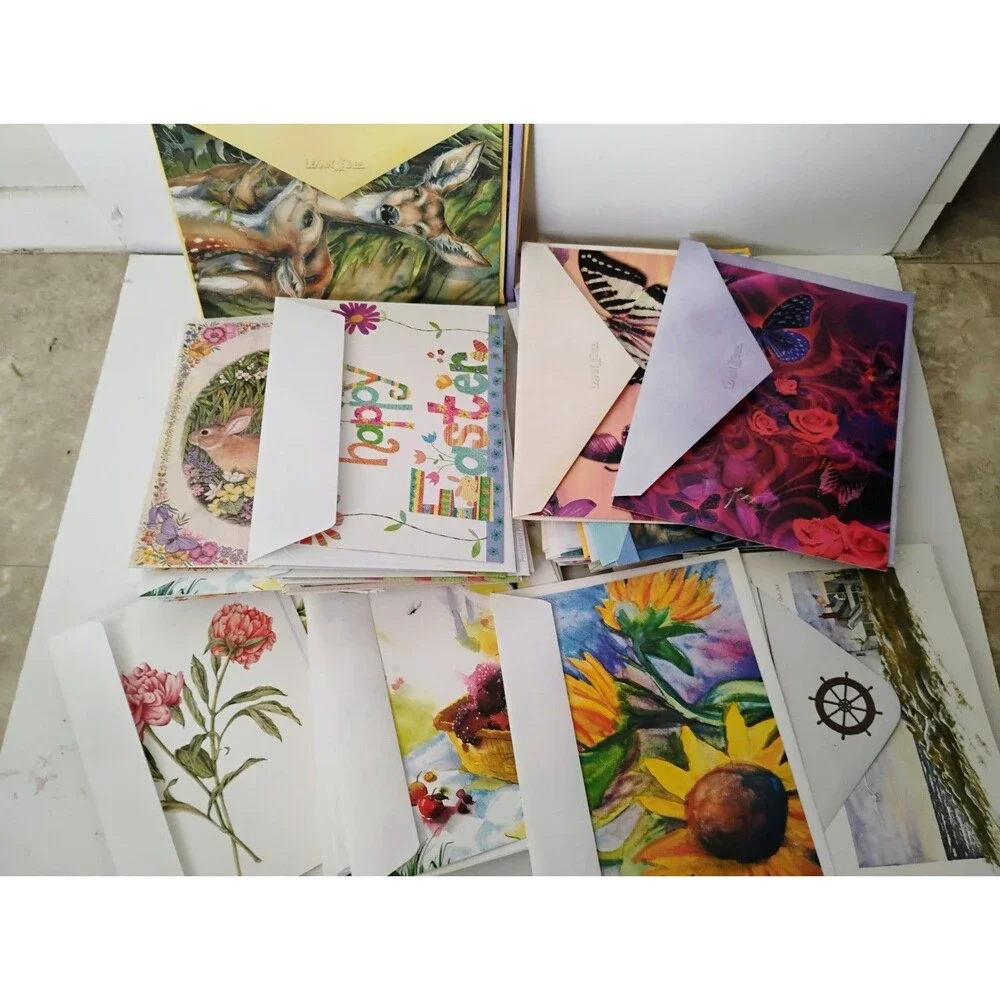 Lot of 80+ Hallmark Leanin Tree Greeting Cards Envelopes Easter Floral Butterfly